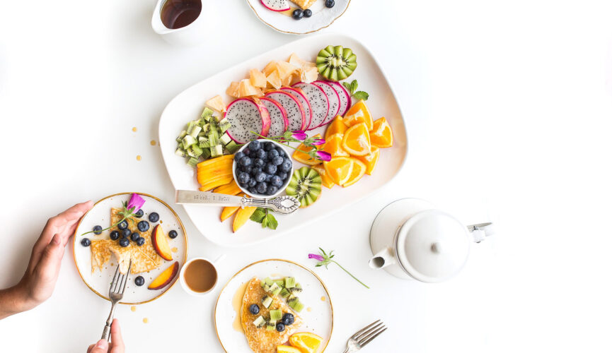 Plate of food from above